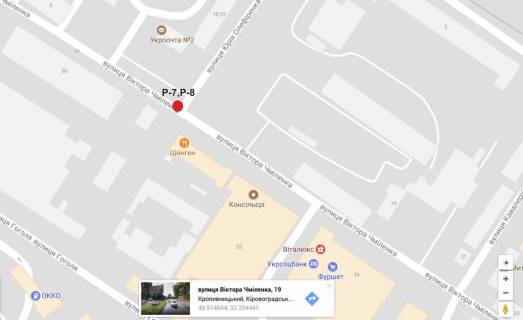 Billboard A in Kropyvnytskyi (Kirovograd), 3х6  st. Viktora Cmilenka (st. Dzerzins'kogo) scheme