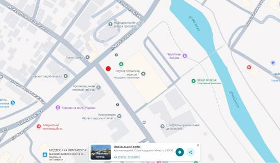 Citylight B in Kropyvnytskyi (Kirovograd), 1,2х1,8  проспект Європейський, 1 (вул. Верхня Пермська) scheme