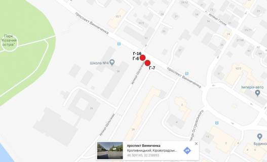 Billboard A in Kropyvnytskyi (Kirovograd), 3х6  пр-т Винниченко/вул.Шульгіних (Калініна) scheme