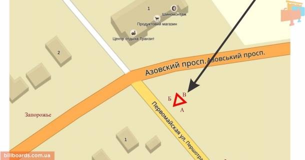 Billboard A in Kyrylivka Azovskij pr-t - Pervomajskaa st. scheme