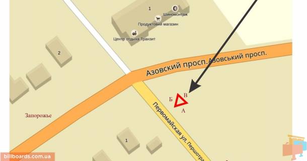 Billboard B in Kyrylivka Azovskij pr-t - Pervomajskaa st. scheme
