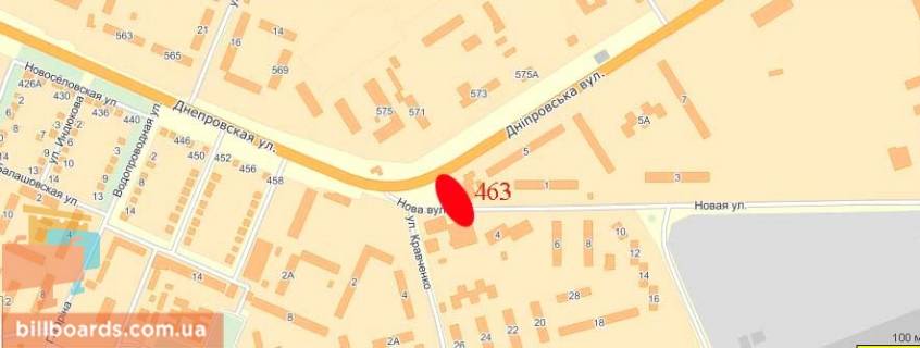 Billboard  in Pavlograd st. Nova, 2a - ORBITA (livij) scheme