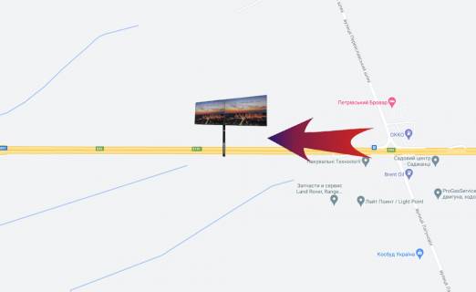 Billboard B in Brovary, 3х6  Brovari Okruzna/povorot na Knazici (V) pravij - na Brovari,Kiiv scheme