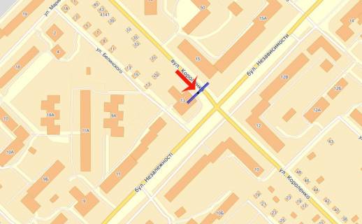 Billboard A in Brovary, 3х6  Brovari bul'var Nezaleznosti,13/st.Cornih Zaporozciv (kolisna st.Korolenko)/VTB bank,Kosmo (A) scheme