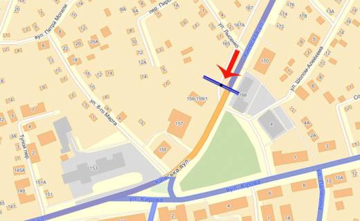 Billboard A in Brovary, 3х6  Brovari st.Kiivs'ka,161(A) na Kiiv (ne standart:vidimoe pole 3.20h6.30 ) scheme