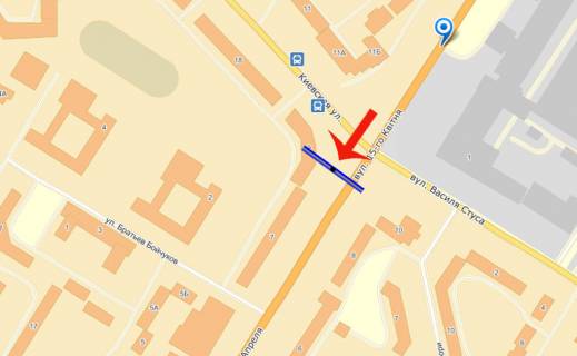 Billboard A in Ternopil, 3х6  st.Kiivs'ka/st.15 Kvitna (A) scheme