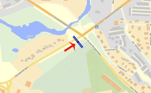 Billboard A in Rivne, 3х6  st.Suhevica/st.Knaza Volodimira (A) -  3 h 5,95 scheme