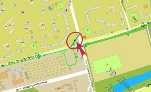 Billboard A in Kyiv, 3х6  Zakrevs'kogo/Saburova/na vuglu doma 49/1 (A) scheme