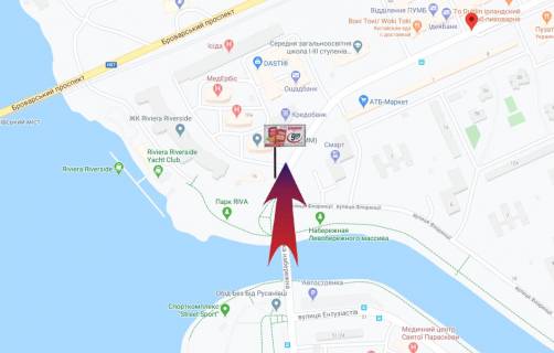 Billboard B in Kyiv, 3х6  st.R.Okipnoi,16/na st.m.Livoberezna (V) scheme