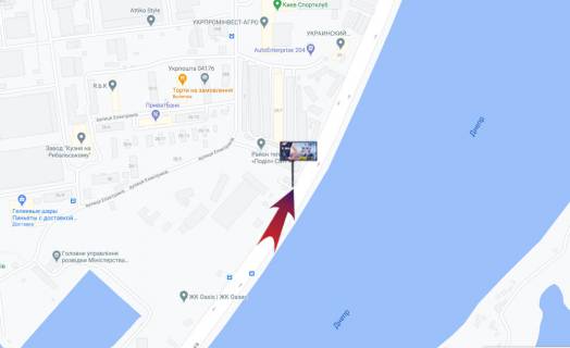 Billboard B in Kyiv, 3х6  Naberezno-Ribal's'ka-pisla Gavans'kogo mosta-na Pivnicnij mist (Moskovs'kij) (V) scheme