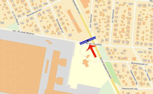 Billboard B in Boyarka, 3х6  Боярка вул. Білогородська/ул.Молодіжна - Київоблгаз (В) scheme