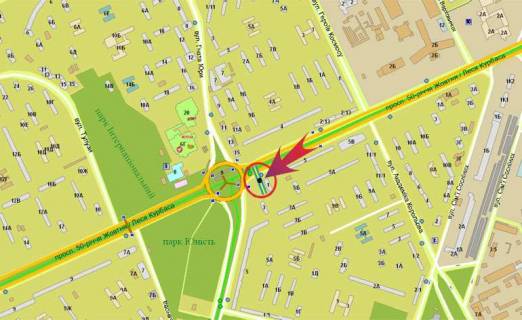 Billboard B in Kyiv, 3х6  pr-t L Kurbasa (50-ricca Zovtna) /st.Kartvelisvili (V) na Kil'cevu scheme