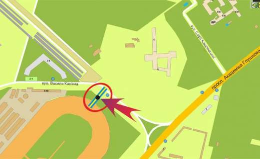 Billboard B in Kyiv, 3х6  st.V.Kasiana/z.k. Evrika (V) - naav.na Teremki 2,SportLajf scheme